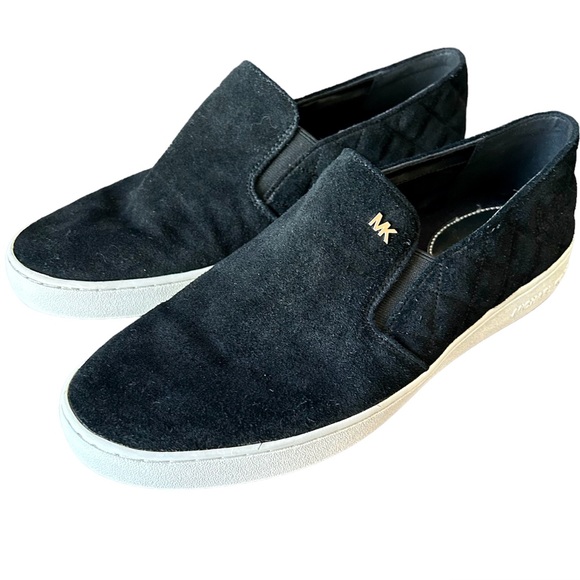 MICHAEL Michael Kors Keaton Black Suede Quilted Slip On Sneakers 9-1/2 M - Picture 1 of 7
